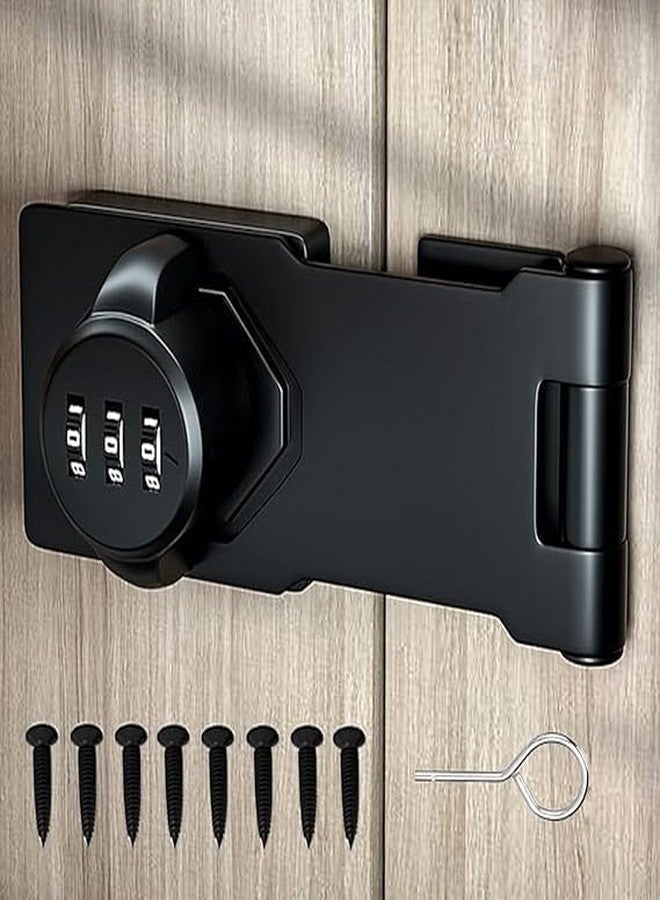 CHALISA Household Cabinet Combination Lock,Password Hasp Locks,Cabinet Door Lock,Door Security Slide Latch Lock with Screws for Small Doors, Cabinets, Barn Door, Bathroom, Outdoor, Garden (Black) - Image 1